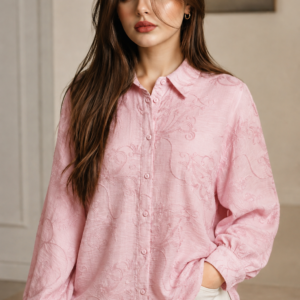 Luxe Floral Embroidered Button-Down Blouse