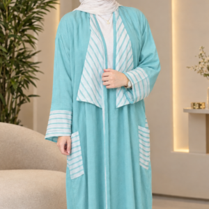 عباية/كارديجان حريمي طويل مفتوح بتفاصيل تقليمات وجيوب عصرية (جملة) - كود 1387